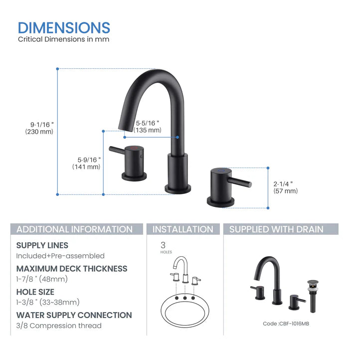 Casa Fixtures - Bathroom Faucet - Halo 8" Widespread Bathroom Sink Faucet with Drain Assembly (CBF-1016)