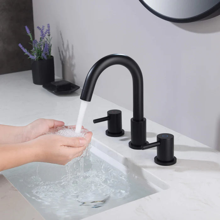 Casa Fixtures - Bathroom Faucet - Halo 8" Widespread Bathroom Sink Faucet with Drain Assembly (CBF-1016)