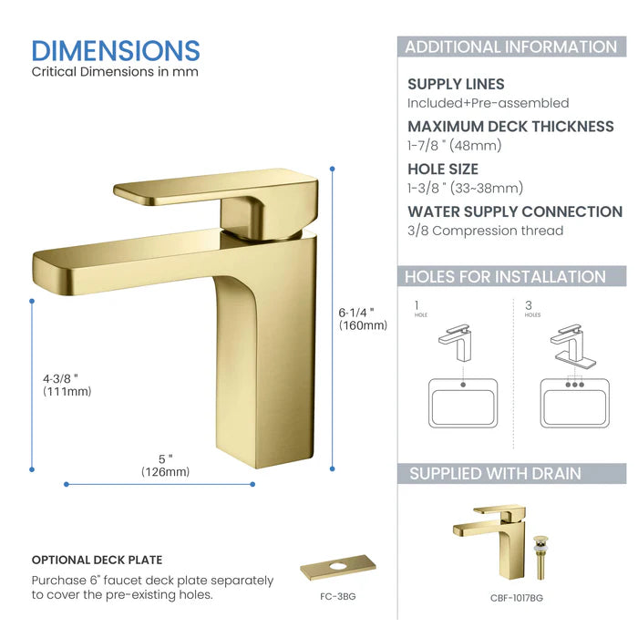 Casa Fixtures - Bathroom Faucet - Fusion Single Handle Bathroom Vanity Sink Faucet with Pop Up Drain (CBF-1017)
