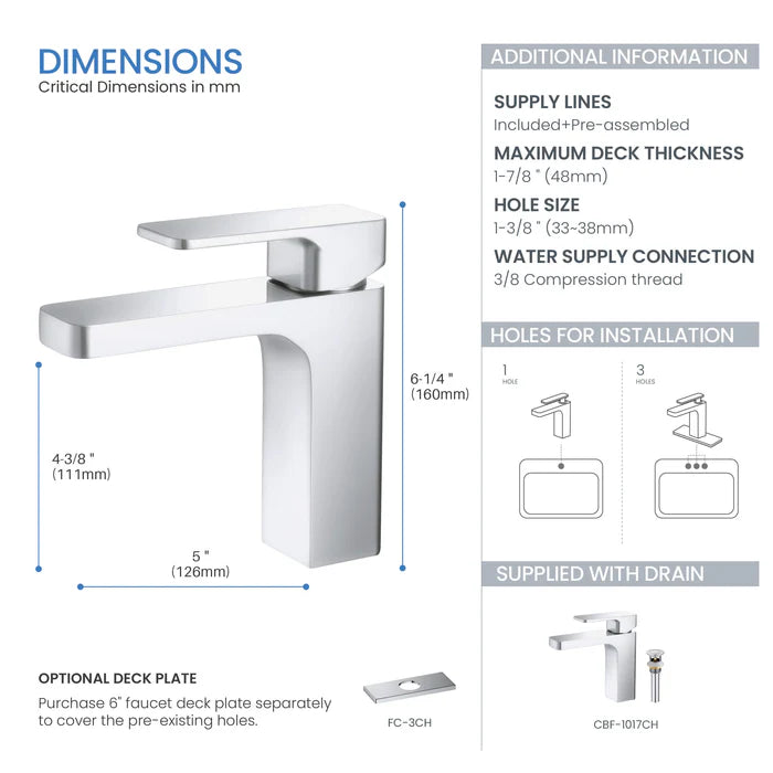 Casa Fixtures - Bathroom Faucet - Fusion Single Handle Bathroom Vanity Sink Faucet with Pop Up Drain (CBF-1017)