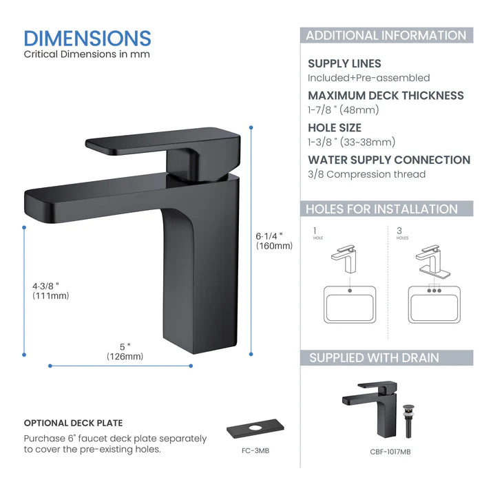 Casa Fixtures - Bathroom Faucet - Fusion Single Handle Bathroom Vanity Sink Faucet with Pop Up Drain (CBF-1017)