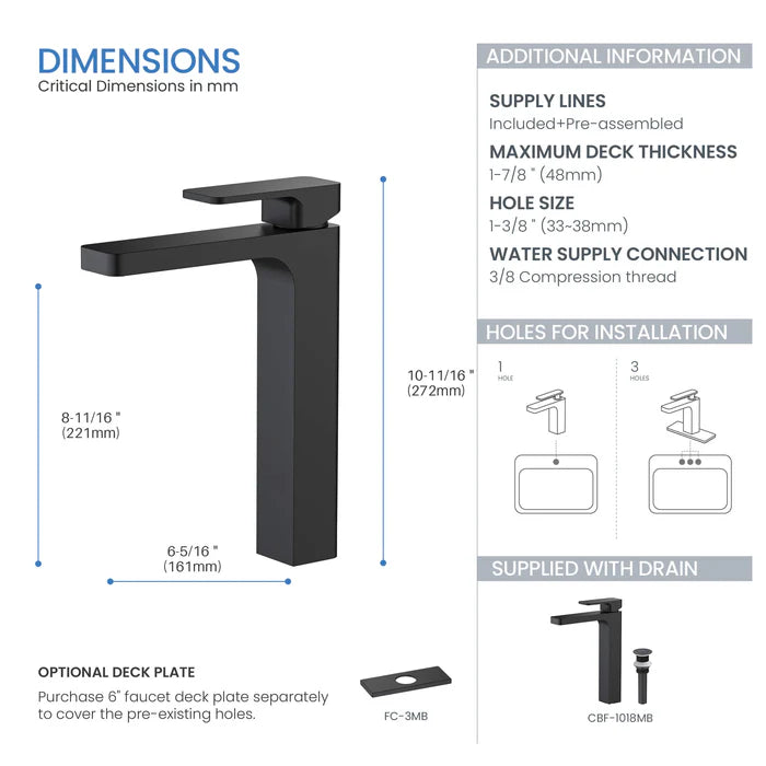 Casa Fixtures - Bathroom Faucet - Fusion Single Handle Bathroom Vessel Sink Faucet with Pop Up Drain (CBF-1018)