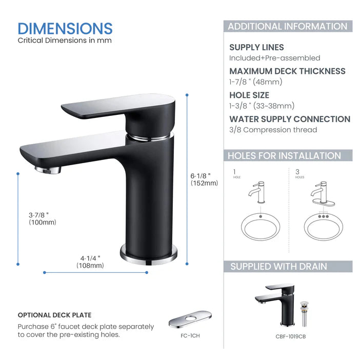 Casa Fixtures - Bathroom Faucet - Austin Single Handle Bathroom Vanity Sink Faucet with Pop Up Drain (CBF-1019)