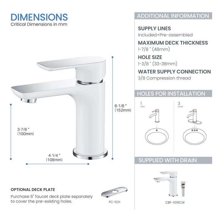 Casa Fixtures - Bathroom Faucet - Austin Single Handle Bathroom Vanity Sink Faucet with Pop Up Drain (CBF-1019)