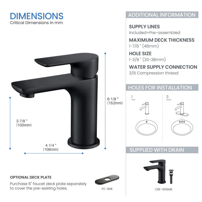 Casa Fixtures - Bathroom Faucet - Austin Single Handle Bathroom Vanity Sink Faucet with Pop Up Drain (CBF-1019)