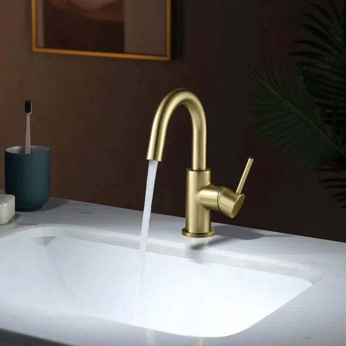 Casa Fixtures - Bathroom Faucet - Halo High-Arc Single Handle Bathroom Vanity Sink Faucet with Pop Up Drain (CBF-1021)