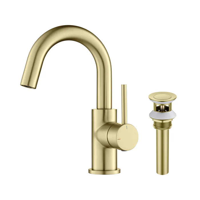 Casa Fixtures - Bathroom Faucet - Halo High-Arc Single Handle Bathroom Vanity Sink Faucet with Pop Up Drain (CBF-1021)