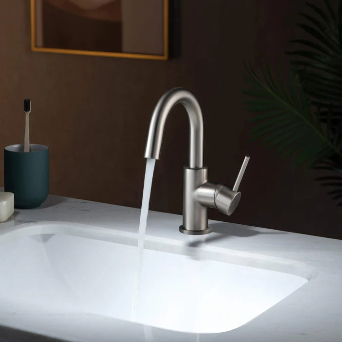 Casa Fixtures - Bathroom Faucet - Halo High-Arc Single Handle Bathroom Vanity Sink Faucet with Pop Up Drain (CBF-1021)