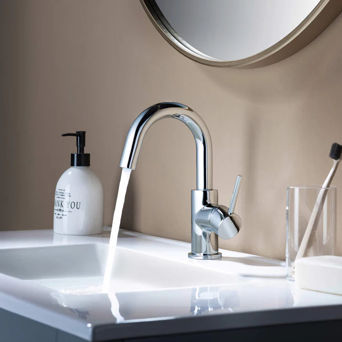 Casa Fixtures - Bathroom Faucet - Halo High-Arc Single Handle Bathroom Vanity Sink Faucet with Pop Up Drain (CBF-1021)