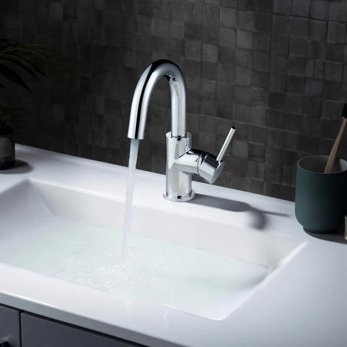 Casa Fixtures - Bathroom Faucet - Halo High-Arc Single Handle Bathroom Vanity Sink Faucet with Pop Up Drain (CBF-1021)