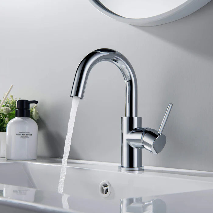 Casa Fixtures - Bathroom Faucet - Halo High-Arc Single Handle Bathroom Vanity Sink Faucet with Pop Up Drain (CBF-1021)