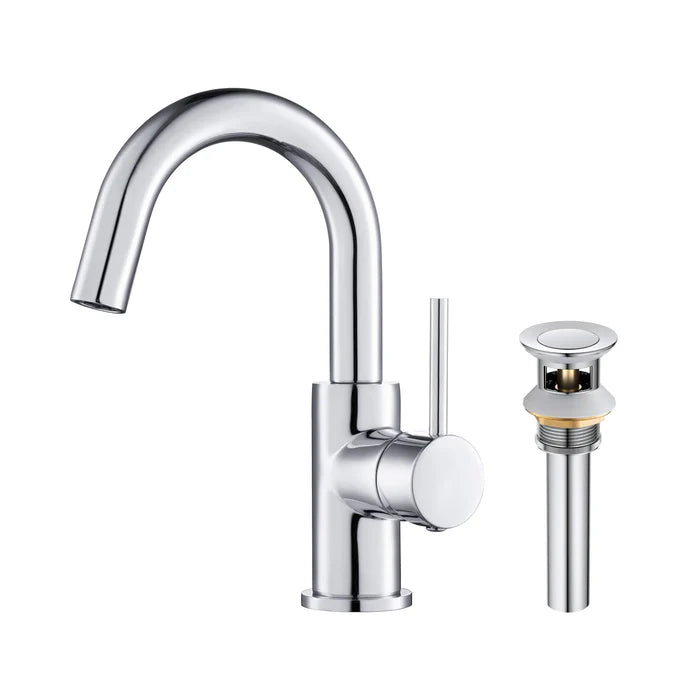 Casa Fixtures - Bathroom Faucet - Halo High-Arc Single Handle Bathroom Vanity Sink Faucet with Pop Up Drain (CBF-1021)