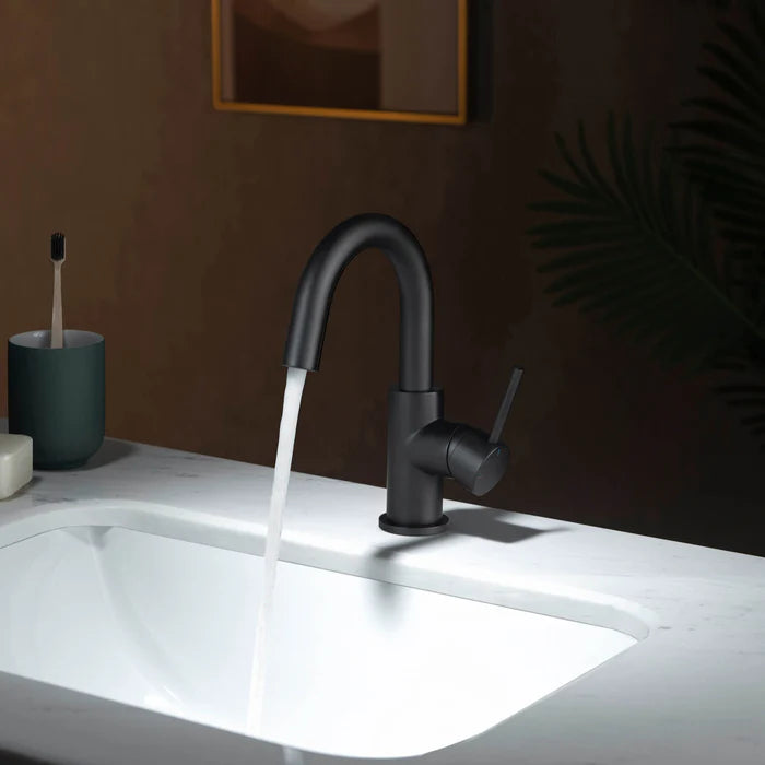 Casa Fixtures - Bathroom Faucet - Halo High-Arc Single Handle Bathroom Vanity Sink Faucet with Pop Up Drain (CBF-1021)
