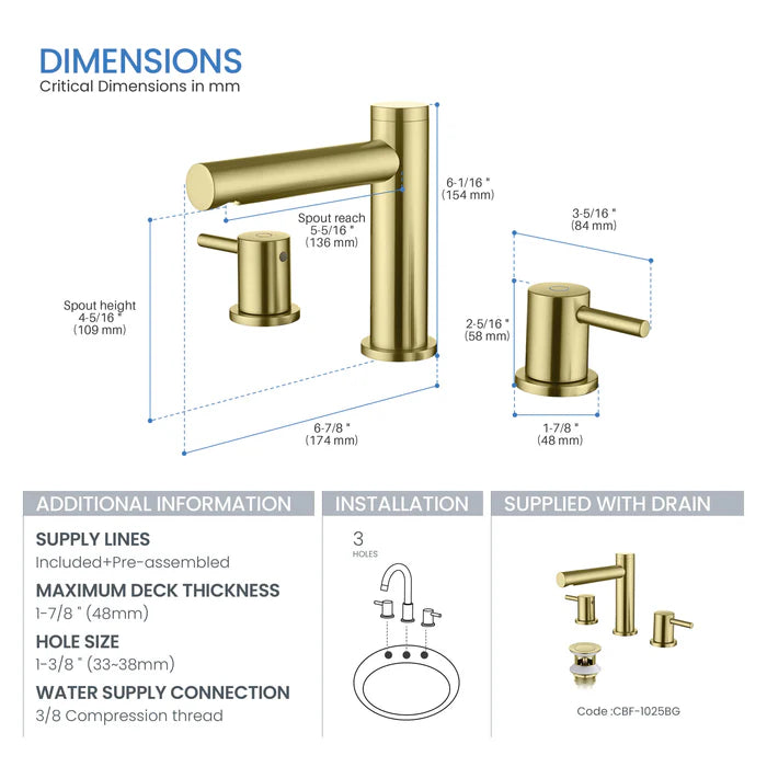 Casa Fixtures - Bathroom Faucet - Halo 8" Widespread Bathroom Sink Faucet with Drain Assembly (CBF-1025)