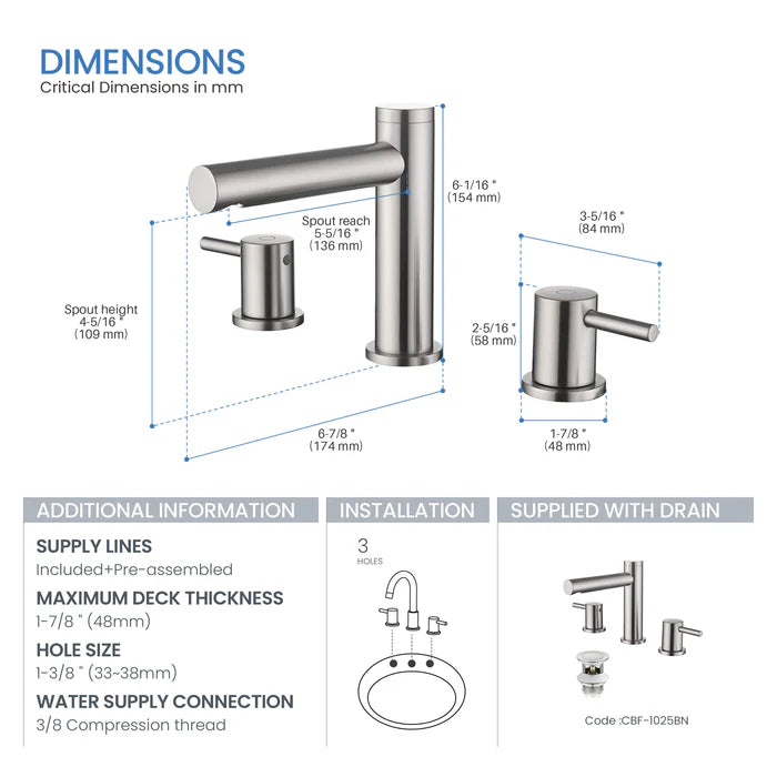 Casa Fixtures - Bathroom Faucet - Halo 8" Widespread Bathroom Sink Faucet with Drain Assembly (CBF-1025)