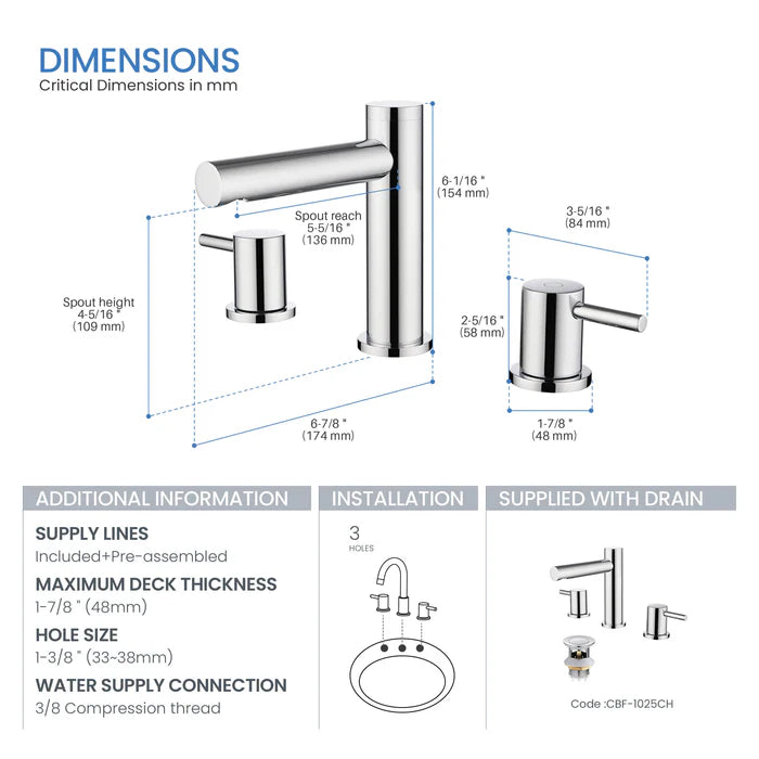 Casa Fixtures - Bathroom Faucet - Halo 8" Widespread Bathroom Sink Faucet with Drain Assembly (CBF-1025)