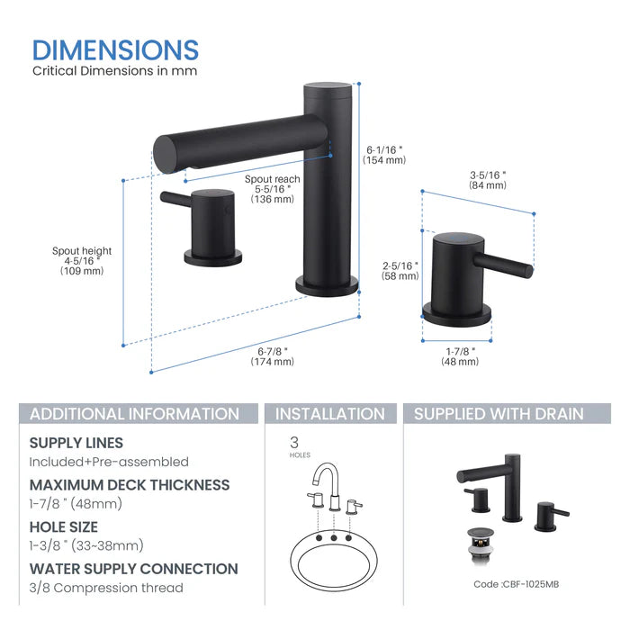 Casa Fixtures - Bathroom Faucet - Halo 8" Widespread Bathroom Sink Faucet with Drain Assembly (CBF-1025)