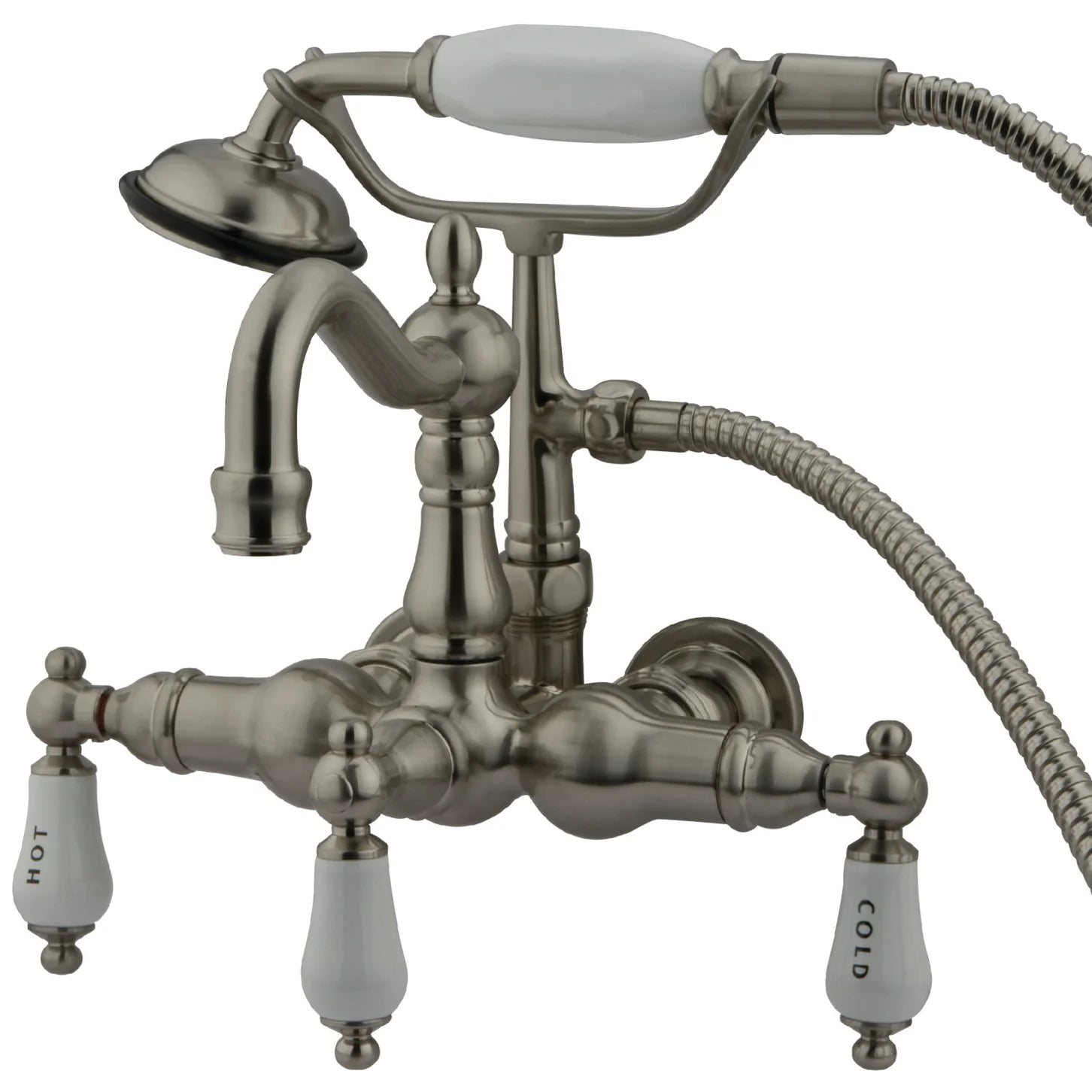 Kingston - Tub Faucets - Vintage CC1009T Three-Handle 2-Hole Tub Wall Mount Clawfoot Tub Faucet with Hand Shower