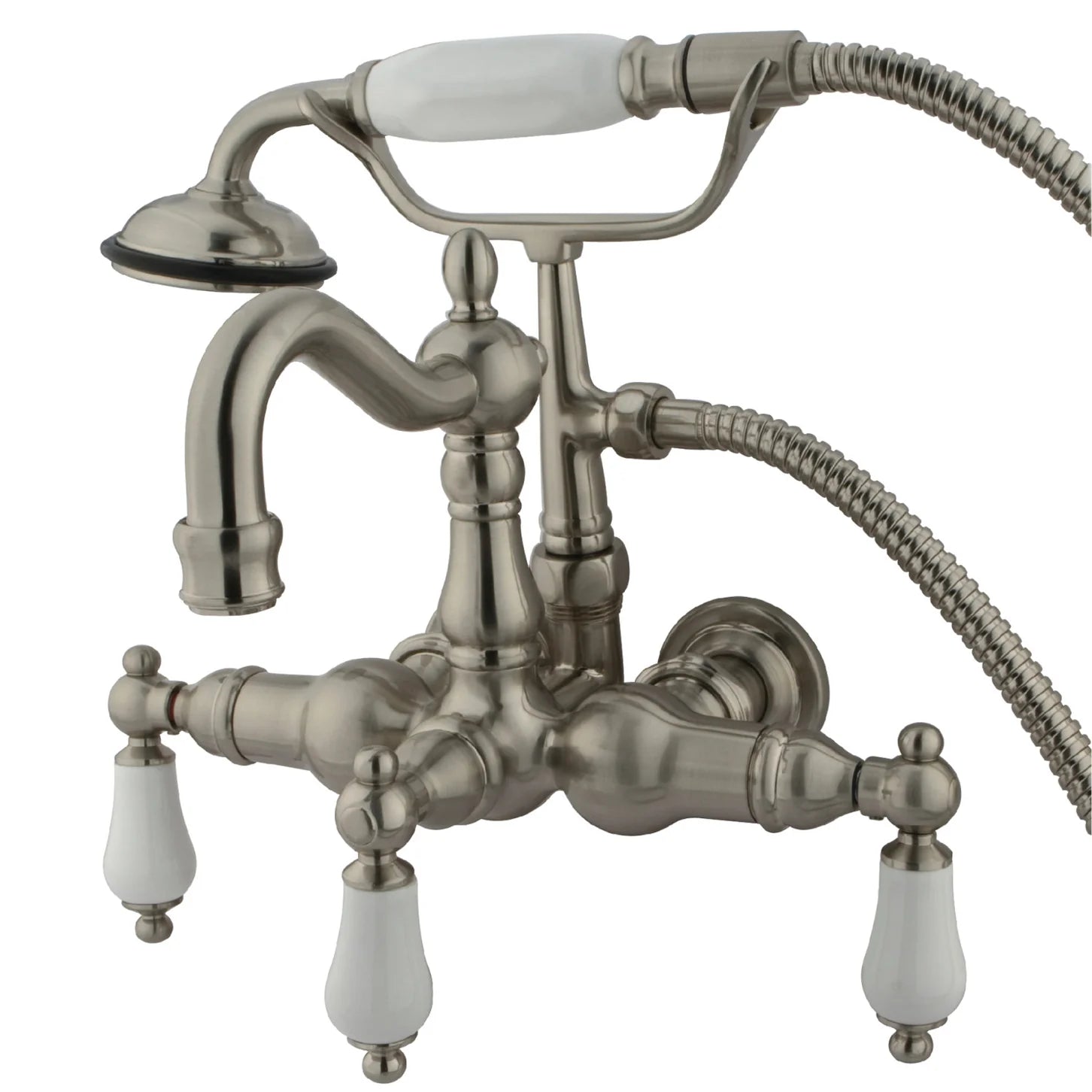 Kingston - Tub Faucets - Vintage CC1011T Three-Handle 2-Hole Tub Wall Mount Clawfoot Tub Faucet with Hand Shower