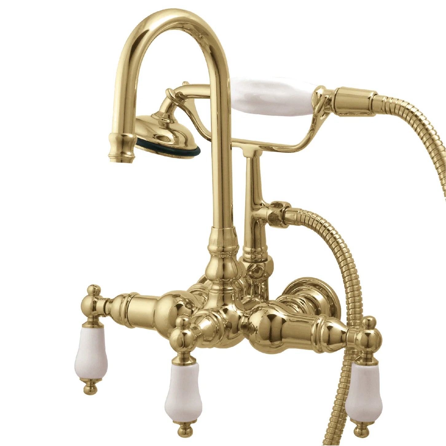 Kingston - Tub Faucets - Vintage CC11T Three-Handle 2-Hole Tub Wall Mount Clawfoot Tub Faucet with Hand Shower