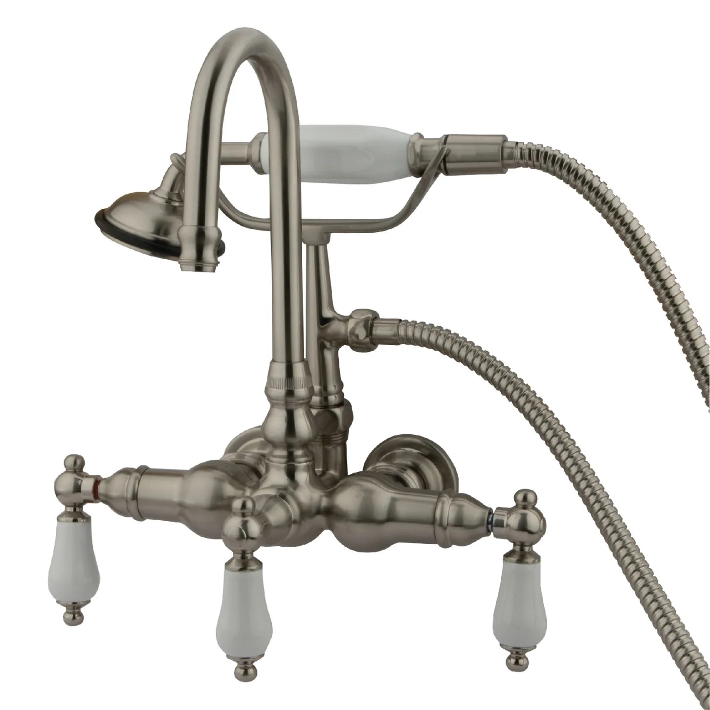 Kingston - Tub Faucets - Vintage CC11T Three-Handle 2-Hole Tub Wall Mount Clawfoot Tub Faucet with Hand Shower