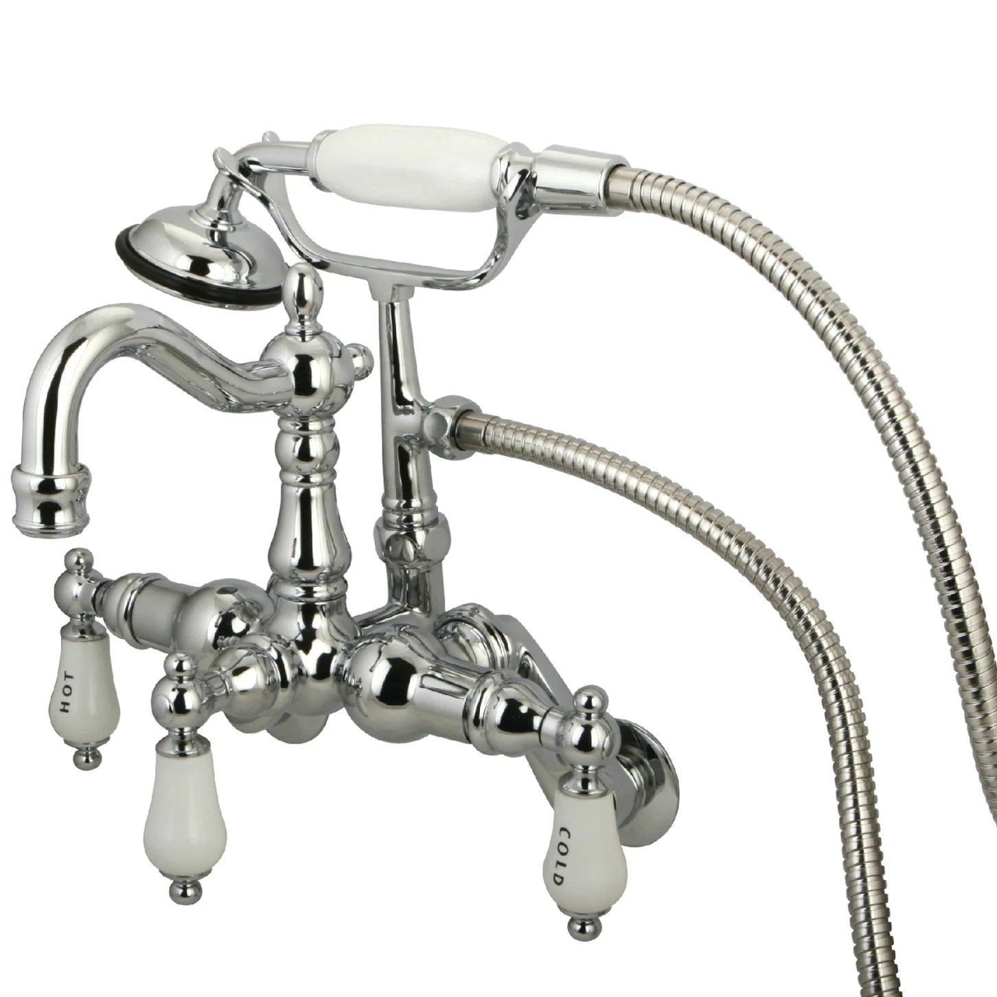 Kingston - Tub Faucets - Vintage CC1303T Three-Handle 2-Hole Tub Wall Mount Clawfoot Tub Faucet with Hand Shower