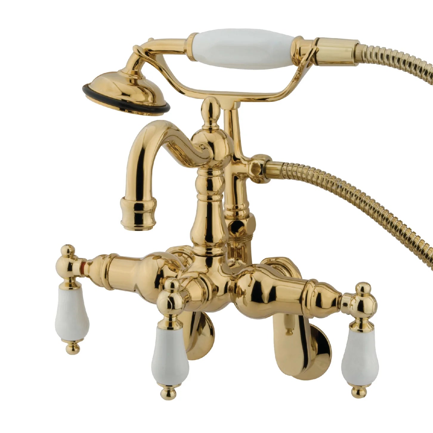 Kingston - Tub Faucets - Vintage CC1305T Three-Handle 2-Hole Tub Wall Mount Clawfoot Tub Faucet with Hand Shower