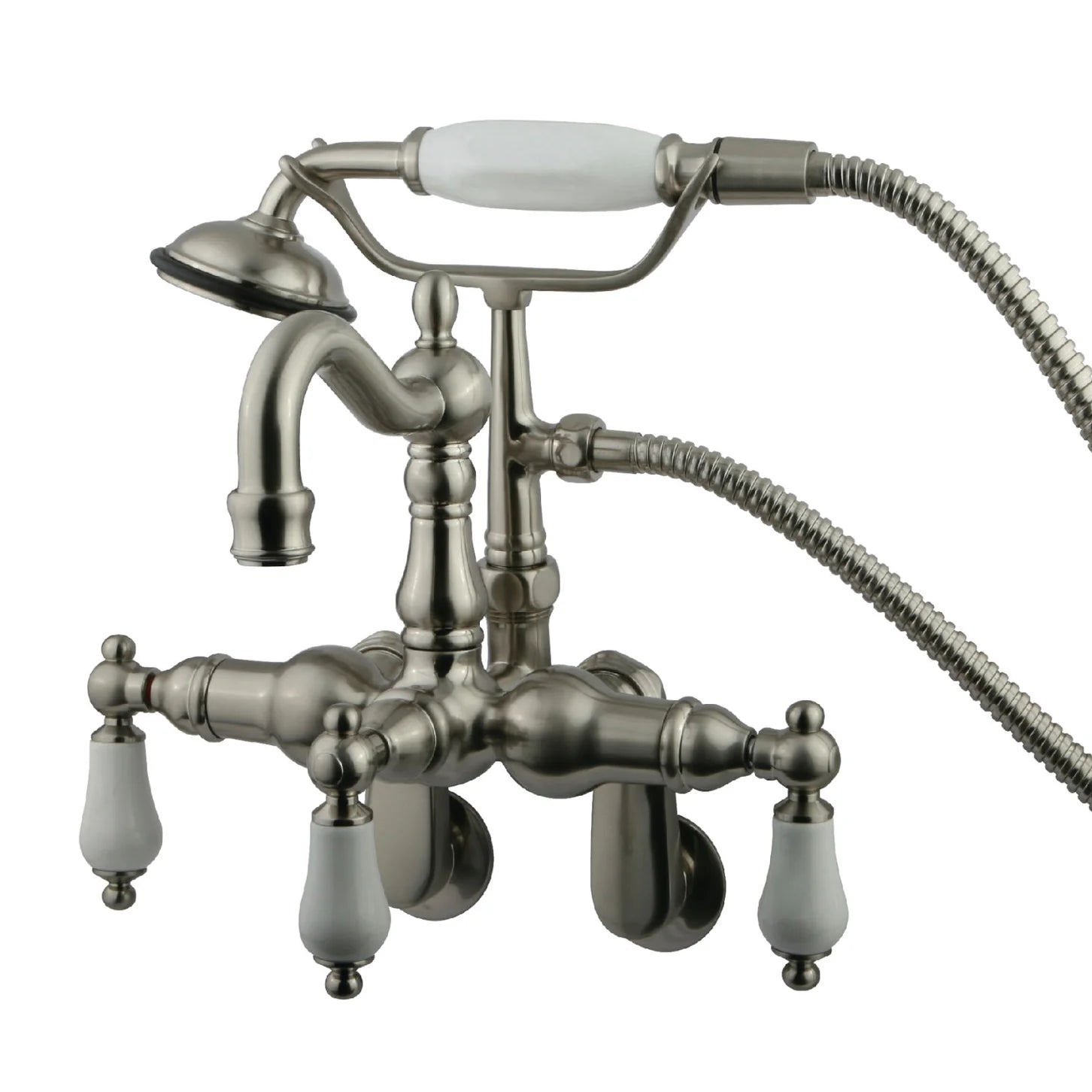 Kingston - Tub Faucets - Vintage CC1305T Three-Handle 2-Hole Tub Wall Mount Clawfoot Tub Faucet with Hand Shower