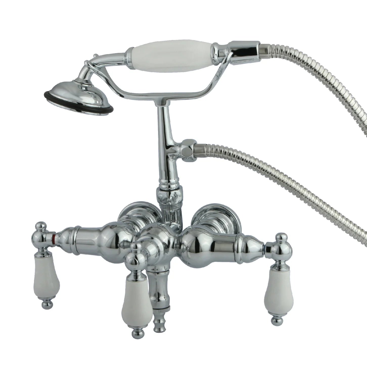 Kingston - Tub Faucets - Vintage CC23T Three-Handle 2-Hole Tub Wall Mount Clawfoot Tub Faucet with Hand Shower