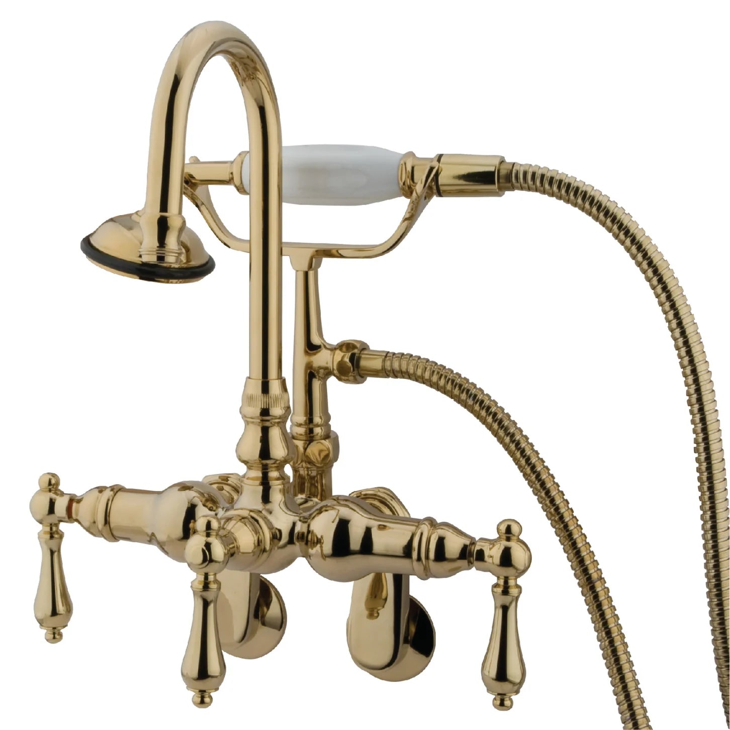 Kingston - Tub Faucets - Vintage CC301T Three-Handle 2-Hole Tub Wall Mount Clawfoot Tub Faucet with Hand Shower