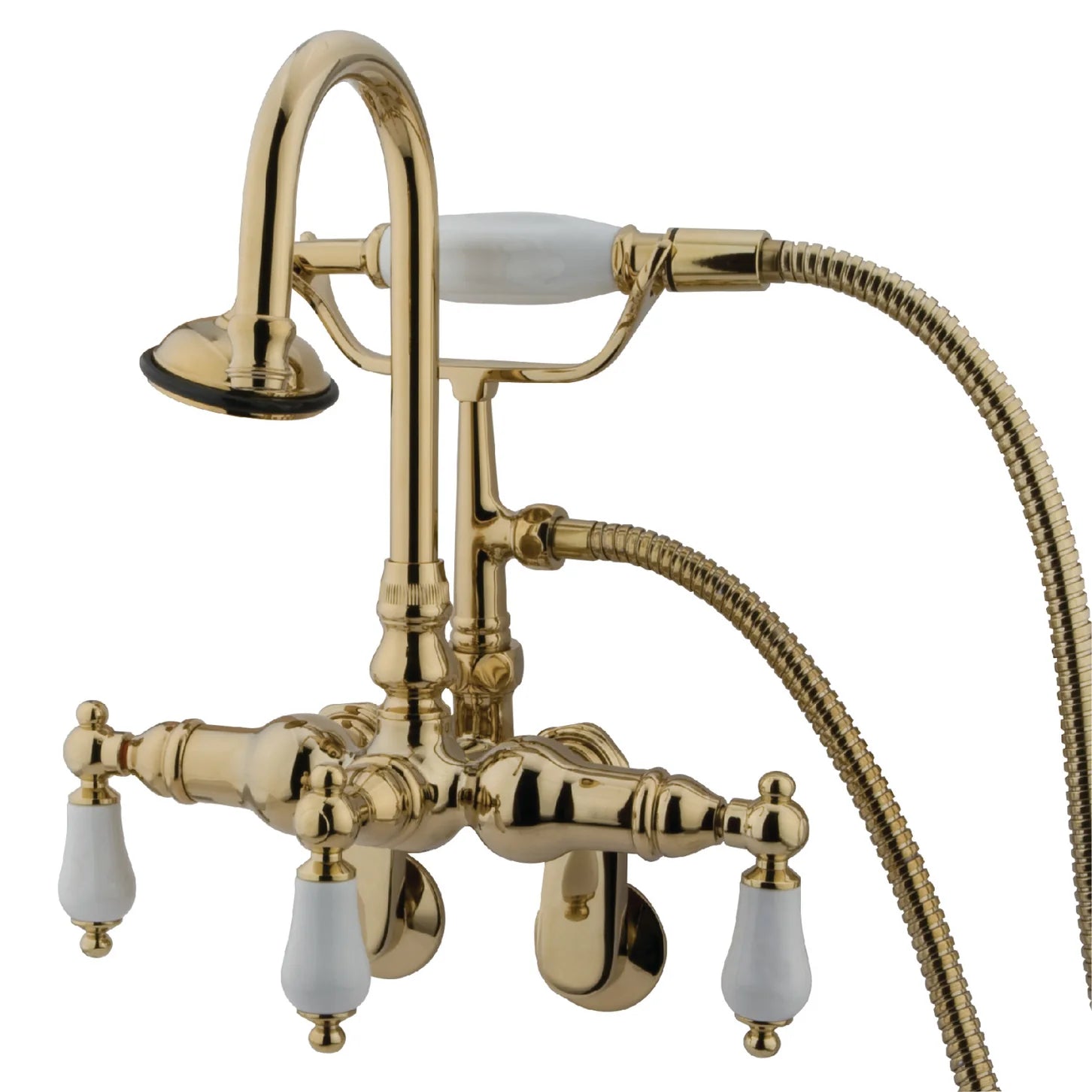 Kingston - Tub Faucets - Vintage CC305T Three-Handle 2-Hole Tub Wall Mount Clawfoot Tub Faucet with Hand Shower