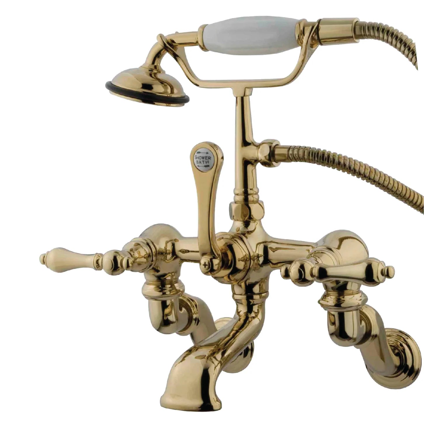 Kingston - Tub Faucets - Vintage CC457T Three-Handle 2-Hole Tub Wall Mount Clawfoot Tub Faucet with Hand Shower