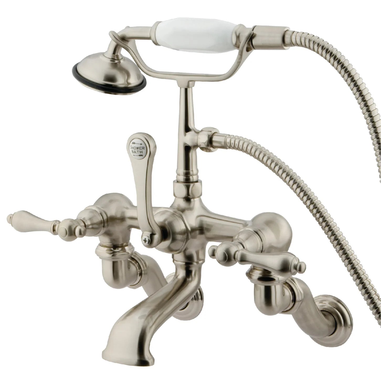 Kingston - Tub Faucets - Vintage CC457T Three-Handle 2-Hole Tub Wall Mount Clawfoot Tub Faucet with Hand Shower