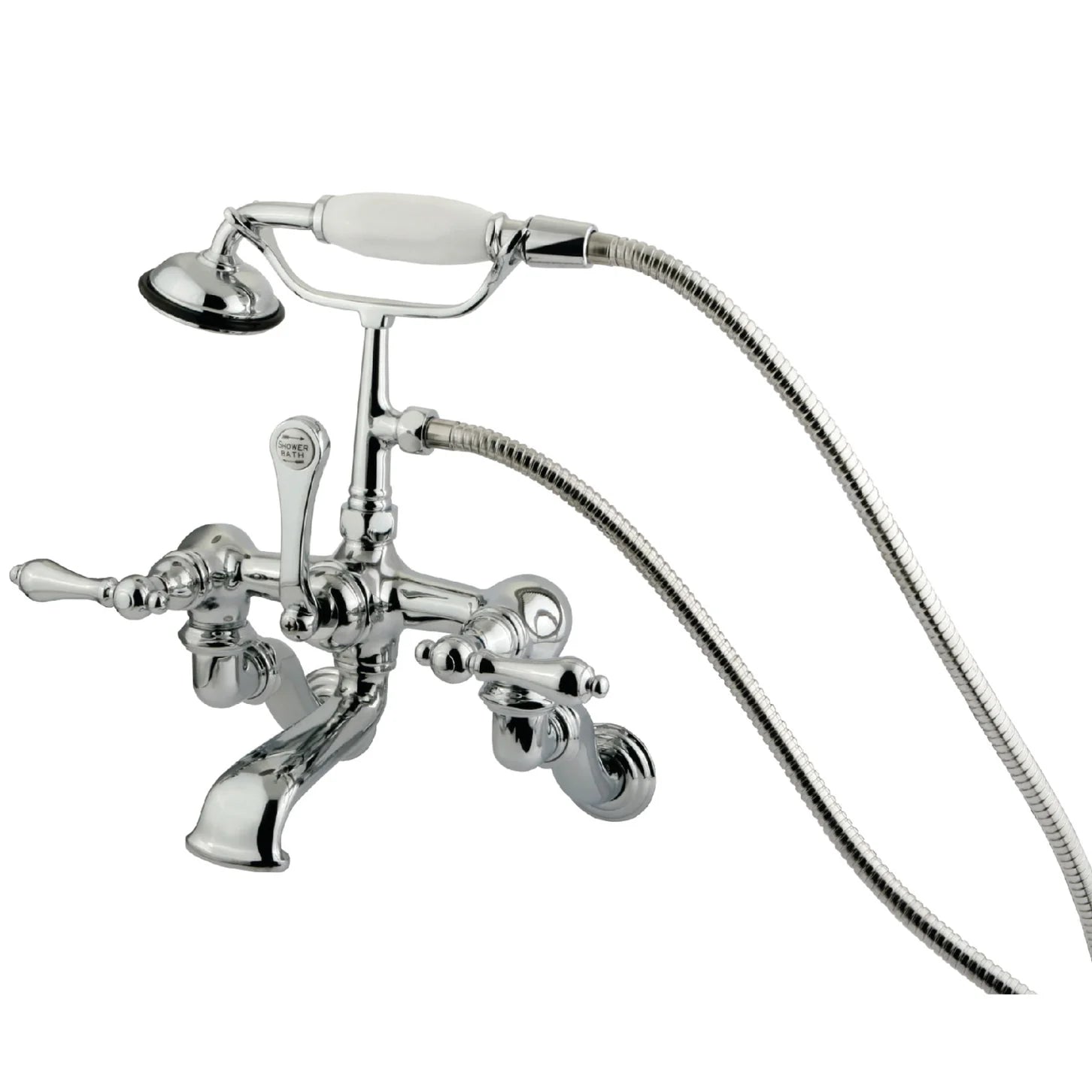 Kingston - Tub Faucets - Vintage CC457T Three-Handle 2-Hole Tub Wall Mount Clawfoot Tub Faucet with Hand Shower