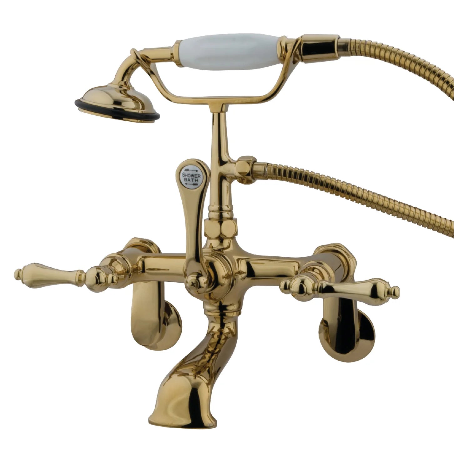Kingston - Tub Faucets - Vintage CC51T Three-Handle 2-Hole Tub Wall Mount Clawfoot Tub Faucet with Hand Shower