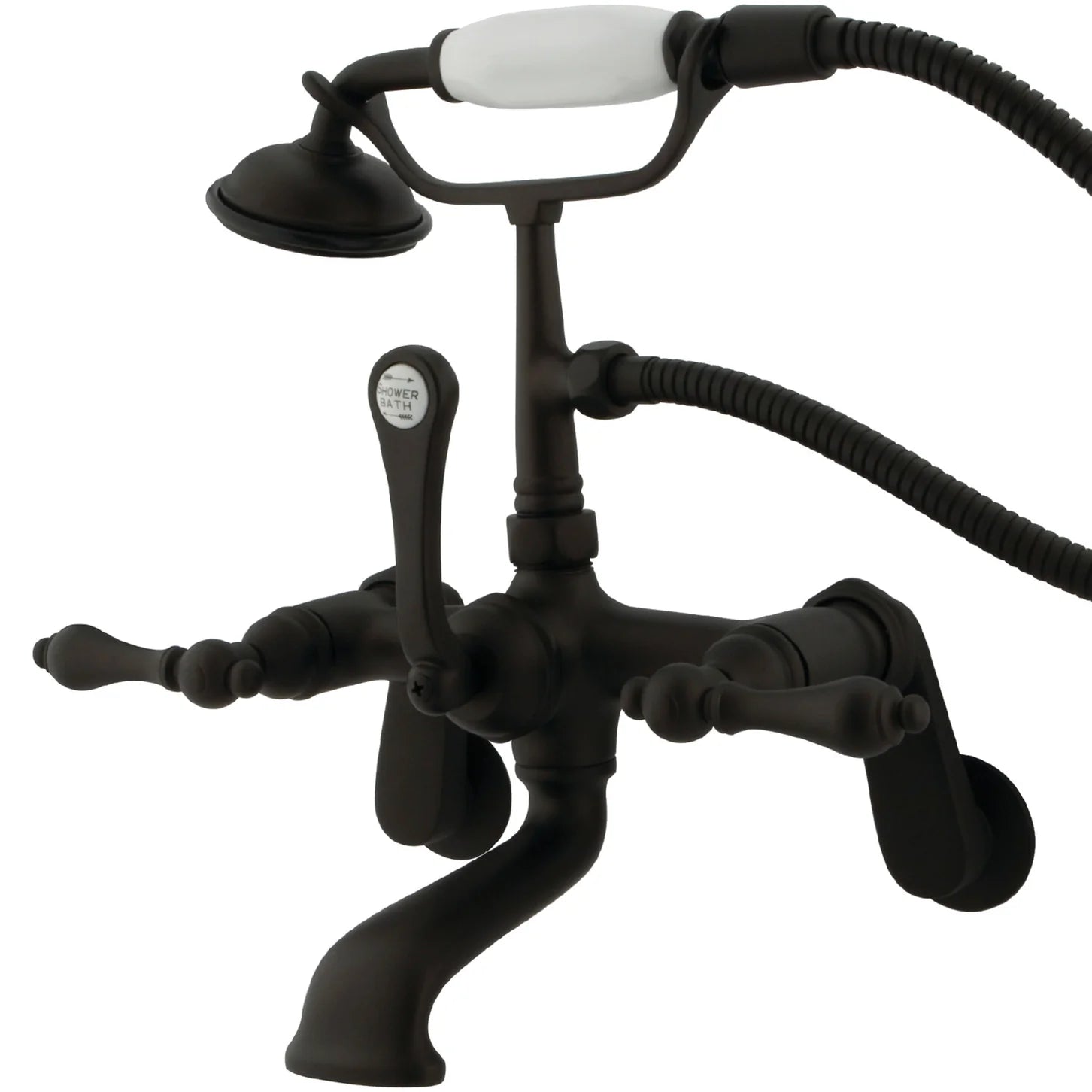 Kingston - Tub Faucets - Vintage CC51T Three-Handle 2-Hole Tub Wall Mount Clawfoot Tub Faucet with Hand Shower