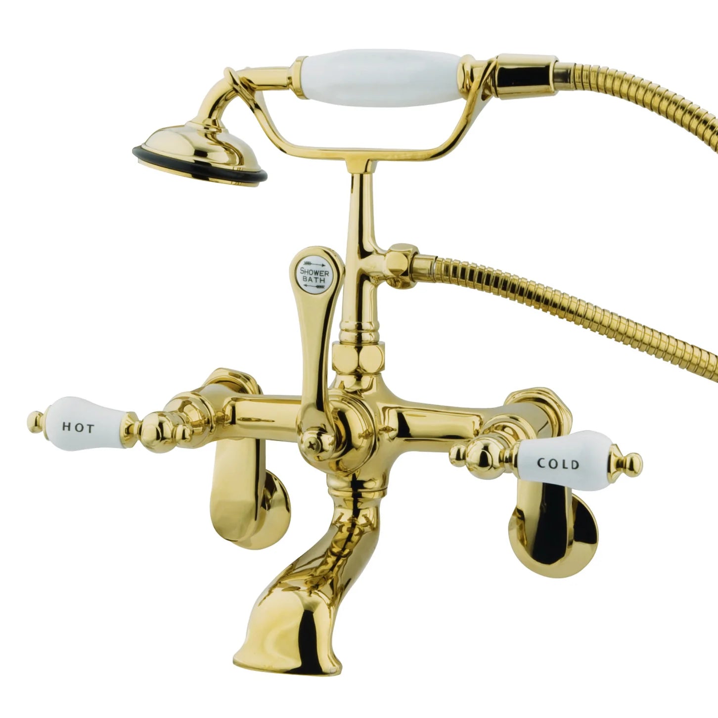 Kingston - Tub Faucets - Vintage CC53T Three-Handle 2-Hole Tub Wall Mount Clawfoot Tub Faucet with Hand Shower