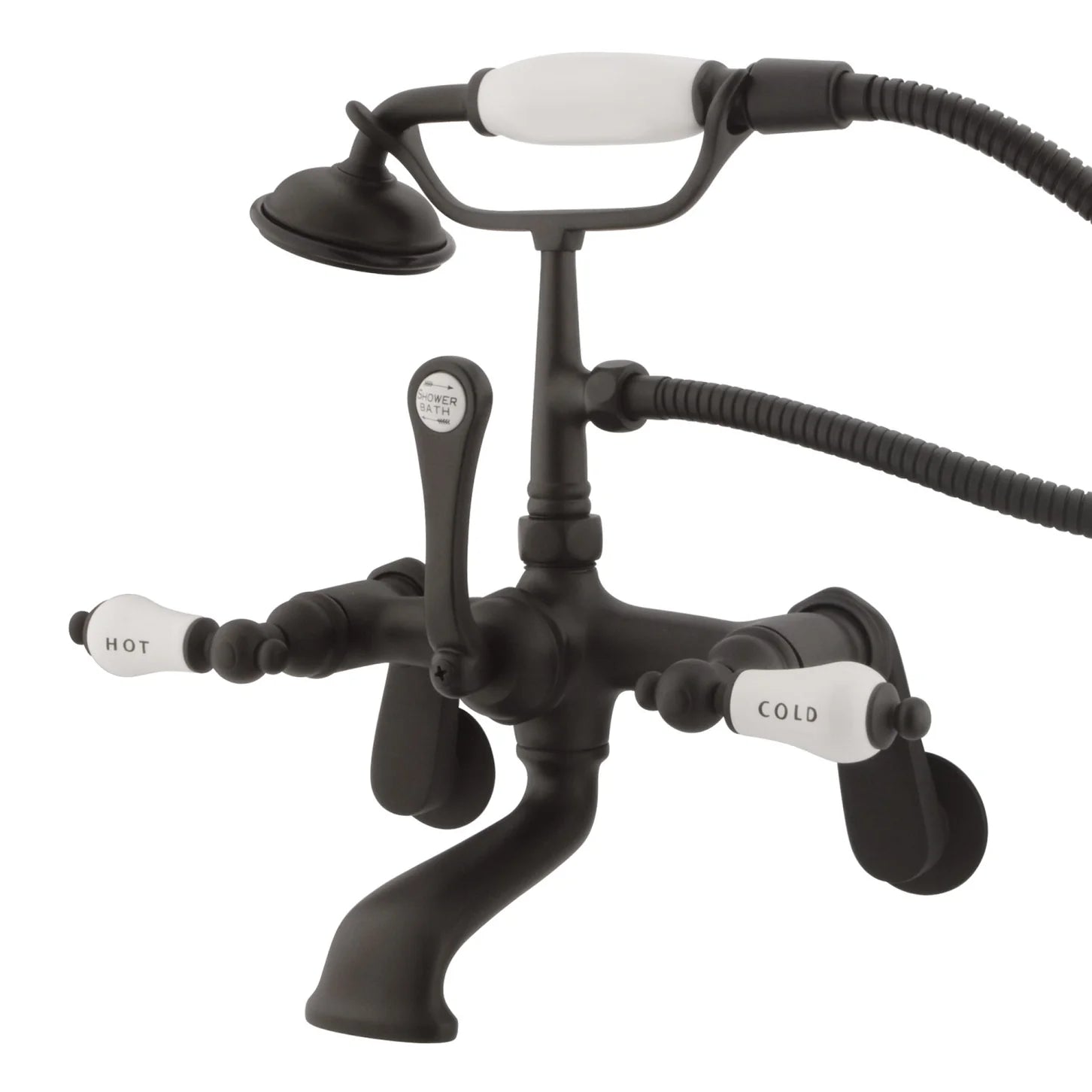 Kingston - Tub Faucets - Vintage CC53T Three-Handle 2-Hole Tub Wall Mount Clawfoot Tub Faucet with Hand Shower