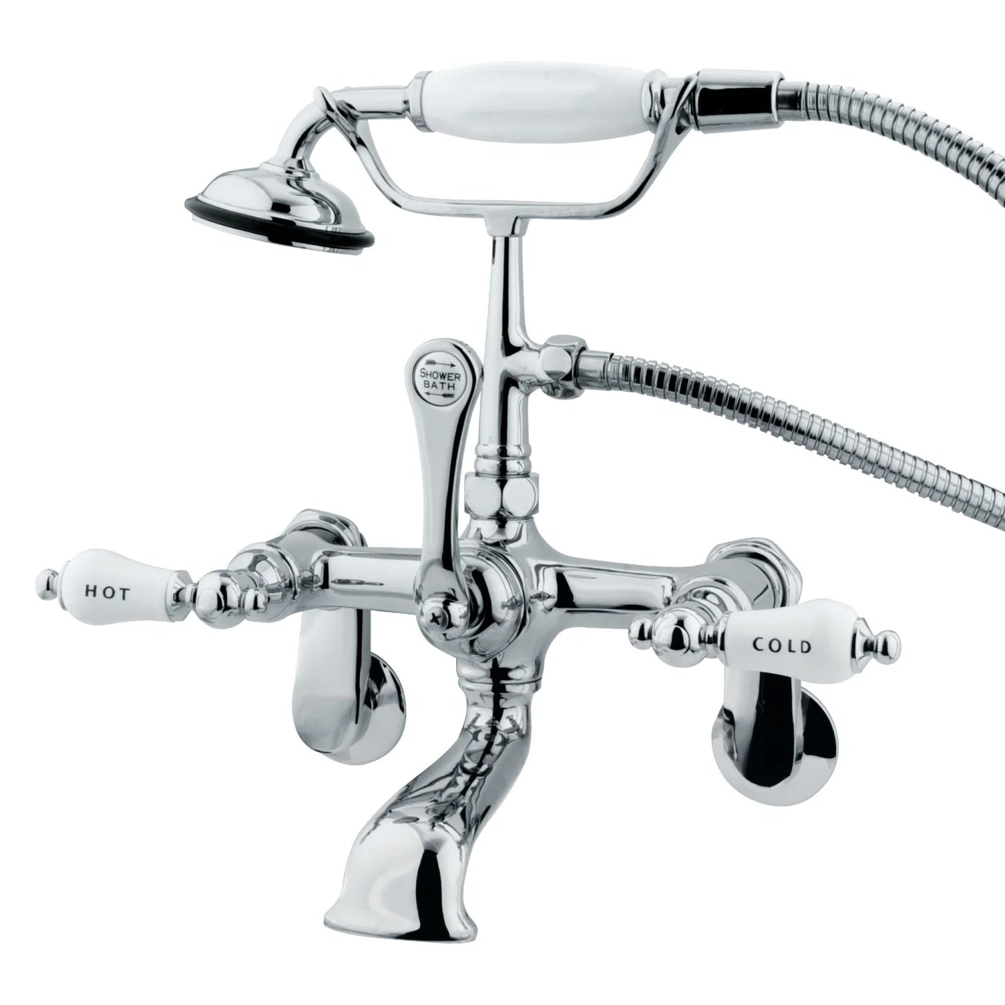 Kingston - Tub Faucets - Vintage CC53T Three-Handle 2-Hole Tub Wall Mount Clawfoot Tub Faucet with Hand Shower