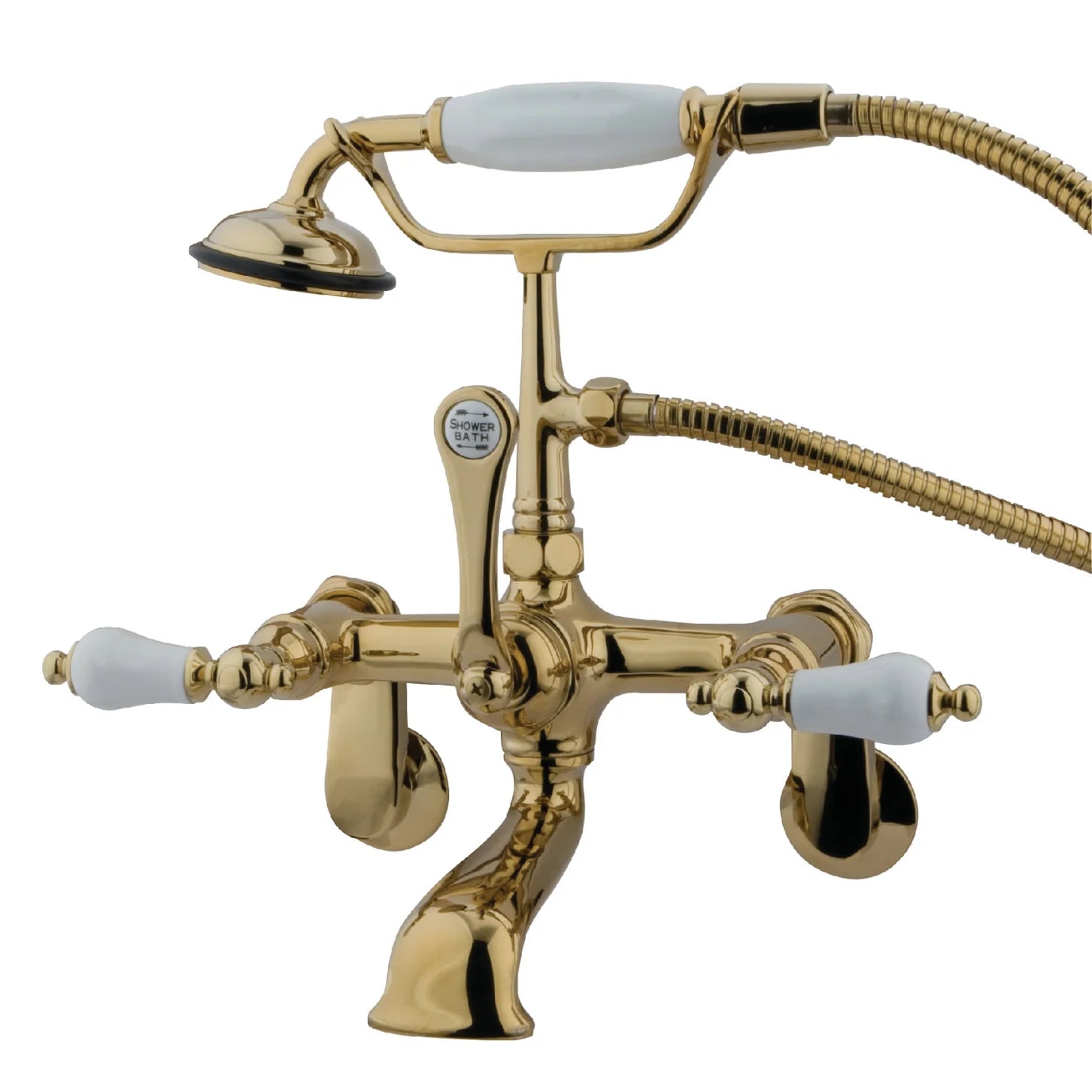 Kingston - Tub Faucets - Vintage CC55T Three-Handle 2-Hole Tub Wall Mount Clawfoot Tub Faucet with Hand Shower