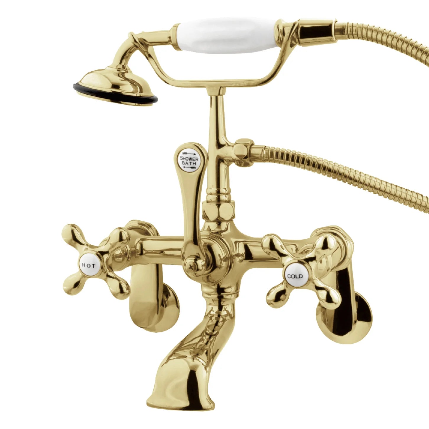 Kingston - Tub Faucets - Vintage CC57T Three-Handle 2-Hole Tub Wall Mount Clawfoot Tub Faucet with Hand Shower