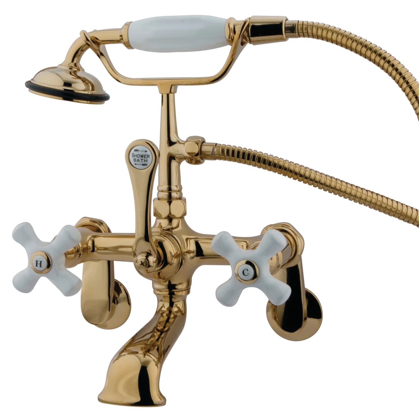 Kingston - Tub Faucets - Vintage CC59T Three-Handle 2-Hole Tub Wall Mount Clawfoot Tub Faucet with Hand Shower
