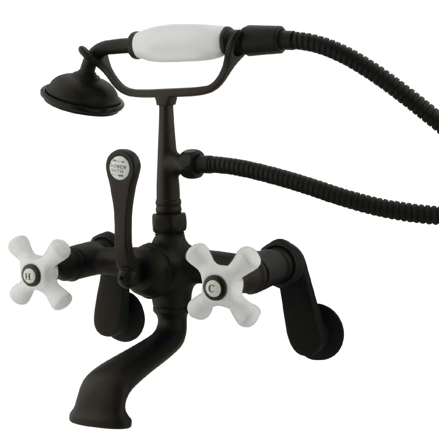 Kingston - Tub Faucets - Vintage CC59T Three-Handle 2-Hole Tub Wall Mount Clawfoot Tub Faucet with Hand Shower