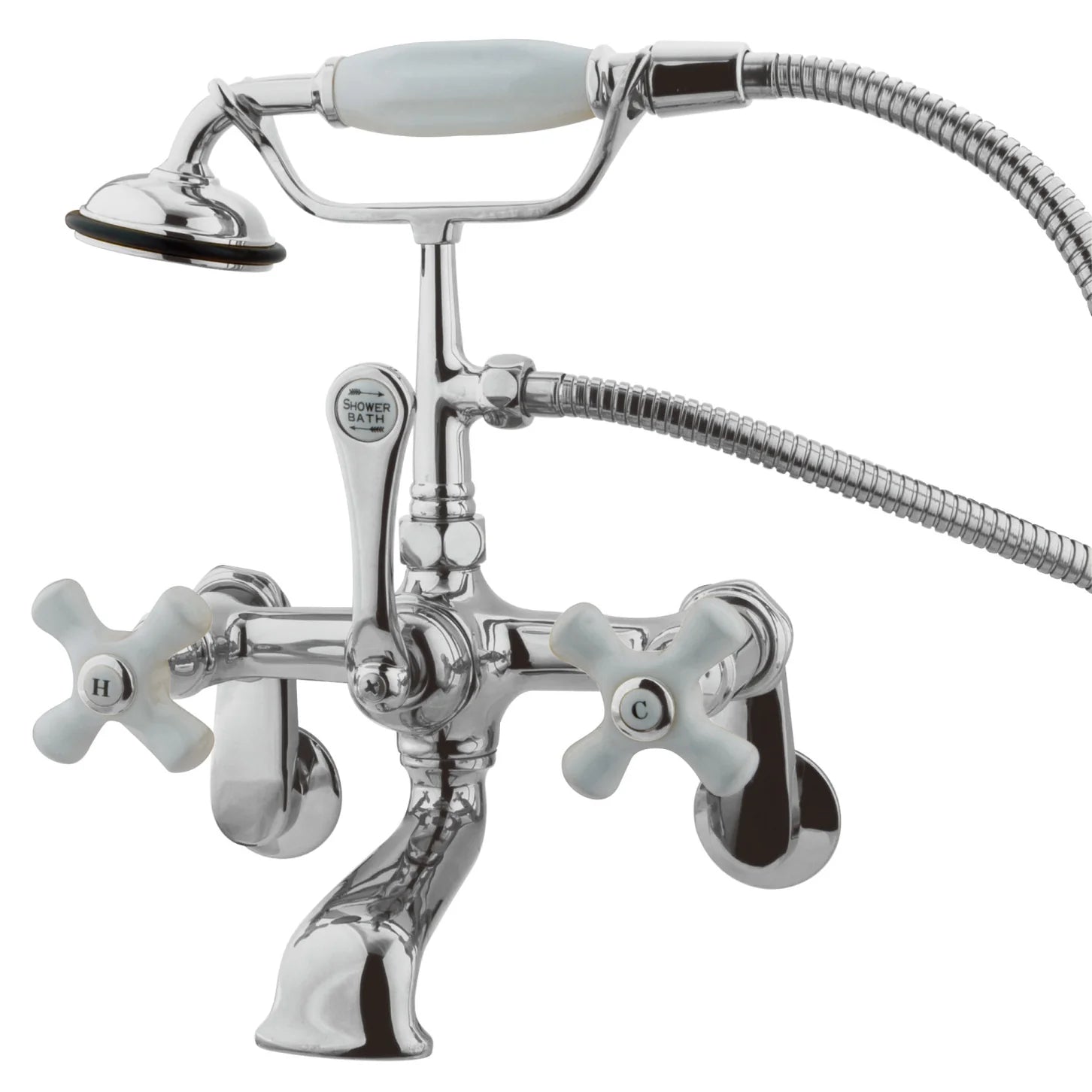 Kingston - Tub Faucets - Vintage CC59T Three-Handle 2-Hole Tub Wall Mount Clawfoot Tub Faucet with Hand Shower