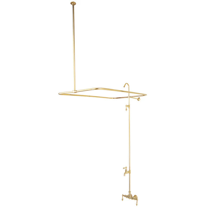 Kingston - Tub Faucets - Vintage CC61 (Metal Lever) Four-Handle 2-Hole Tub Wall Mount Clawfoot Tub Faucet with Shower Enclosure