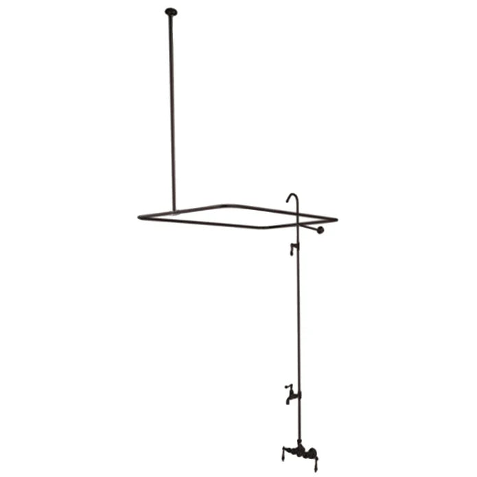 Kingston - Tub Faucets - Vintage CC61 (Metal Lever) Four-Handle 2-Hole Tub Wall Mount Clawfoot Tub Faucet with Shower Enclosure