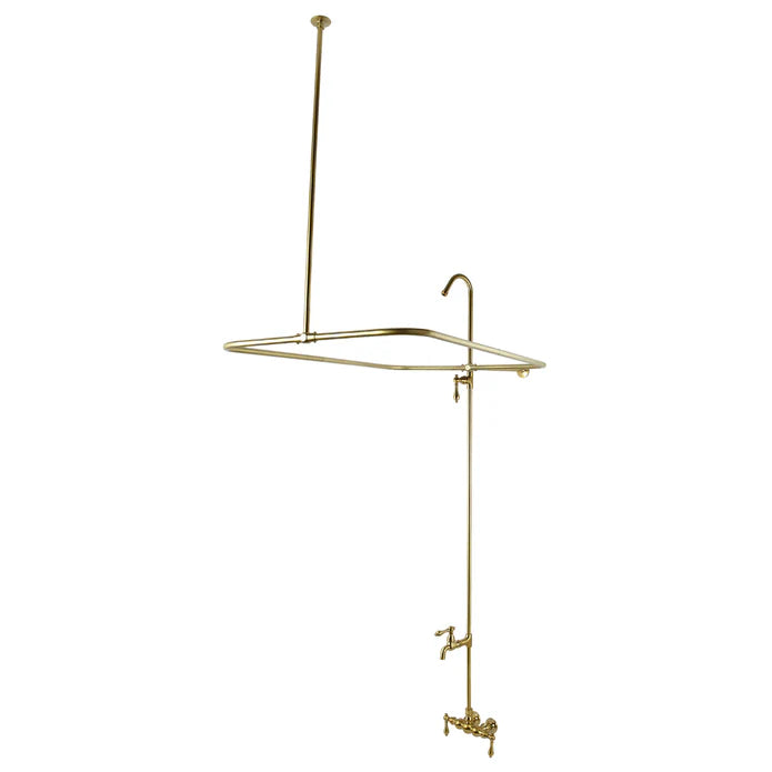 Kingston - Tub Faucets - Vintage CC61 (Metal Lever) Four-Handle 2-Hole Tub Wall Mount Clawfoot Tub Faucet with Shower Enclosure