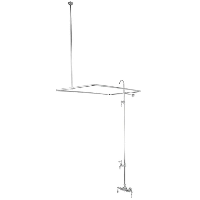 Kingston - Tub Faucets - Vintage CC61 (Metal Lever) Four-Handle 2-Hole Tub Wall Mount Clawfoot Tub Faucet with Shower Enclosure