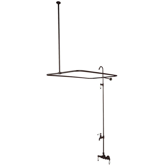 Kingston - Tub Faucets - Vintage CC63 (H&C Porcelain Lever) Three-Handle 2-Hole Tub Wall Mount Clawfoot Tub Faucet with Shower Enclosure