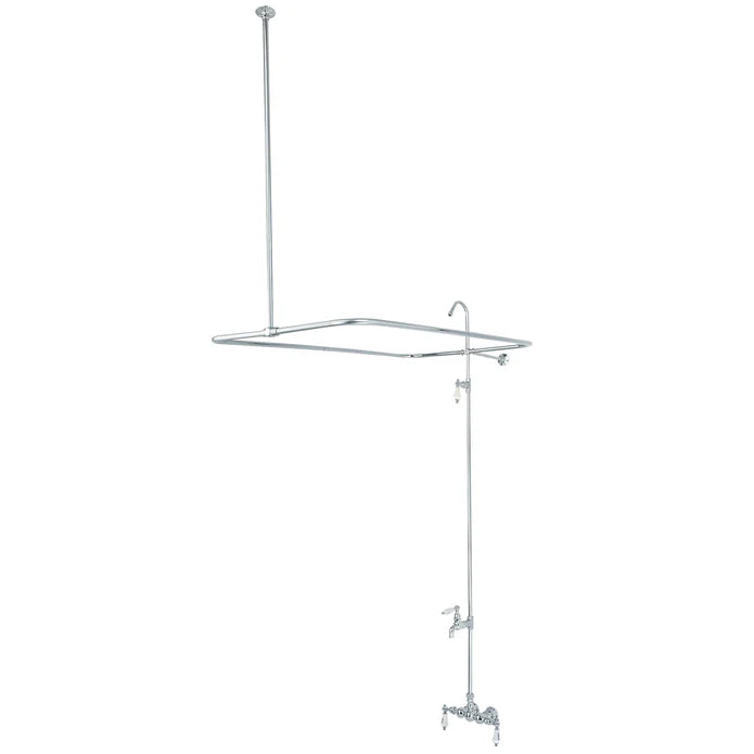 Kingston - Tub Faucets - Vintage CC63 (H&C Porcelain Lever) Three-Handle 2-Hole Tub Wall Mount Clawfoot Tub Faucet with Shower Enclosure